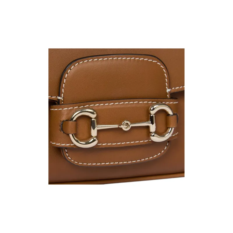 GUCCI Horsebit 1955 Leather Shoulder Bag, Crossbody Bag, Handbag Trumpets Women's Brown-2