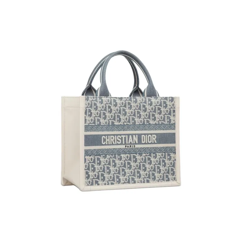 DIOR Cotton Tote Bag, Shopping Bag, Handbag Trumpets Unisex Blue-2