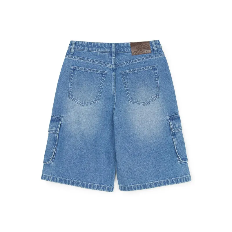 MLB Denim Collection New York Yankees Basic Cargo Denim Shorts Women's Indigo-1