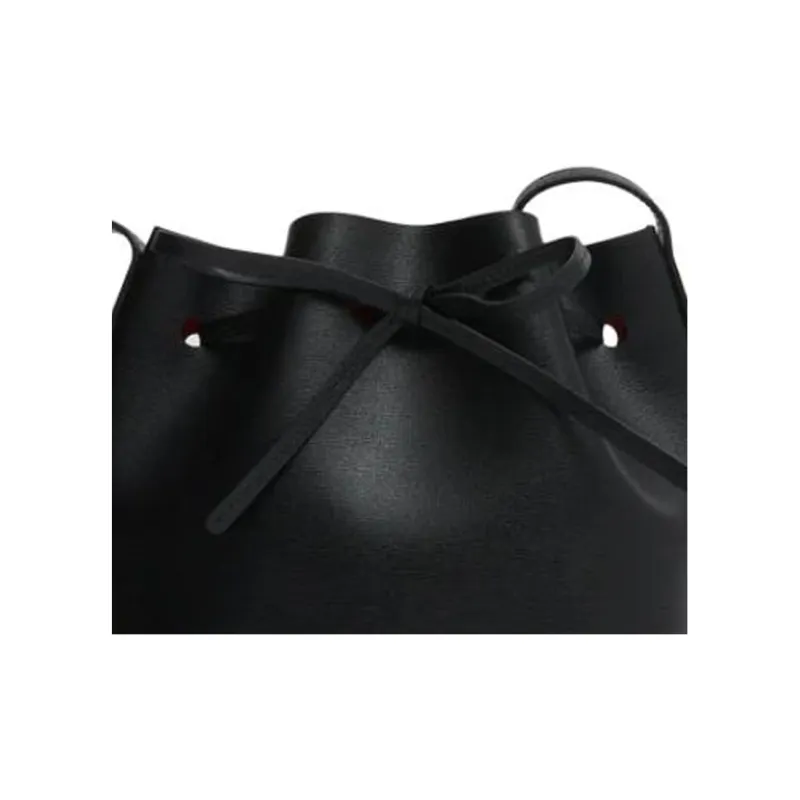 MANSUR GAVRIEL Saffiano Leather Bucket Bags Shoulder Bag Crossbody Bag Mini Women's Black & Red-4