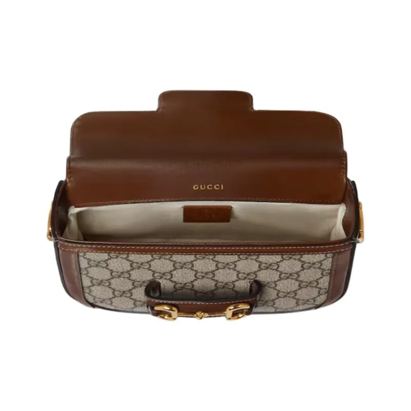 GUCCI Horsebit 1955 Canvas Shoulder Bag Mini Women's Brown-4