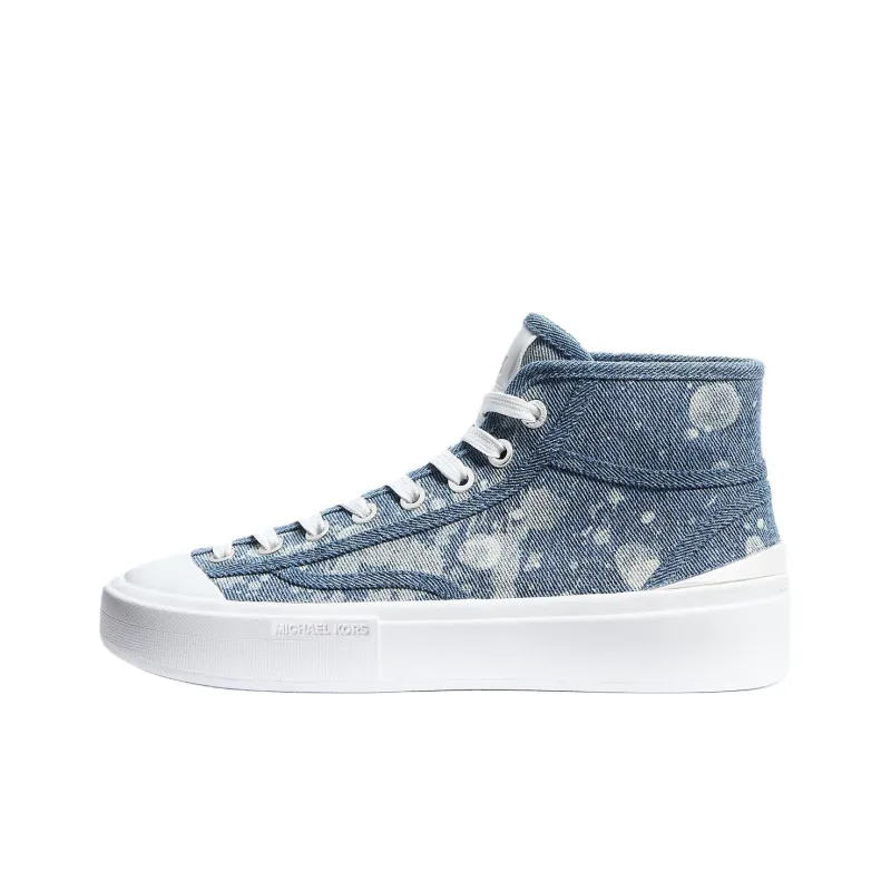 MICHAEL KORS Jude High Top Canvas Shoes Women's Blue-0