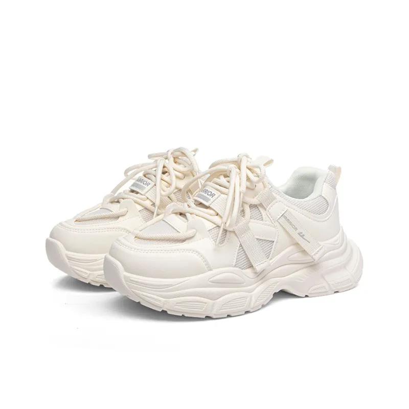 Warrior Anti Slip And Wear Resistant Breathable Low Top Casual Running Shoes Women's Ecru-2