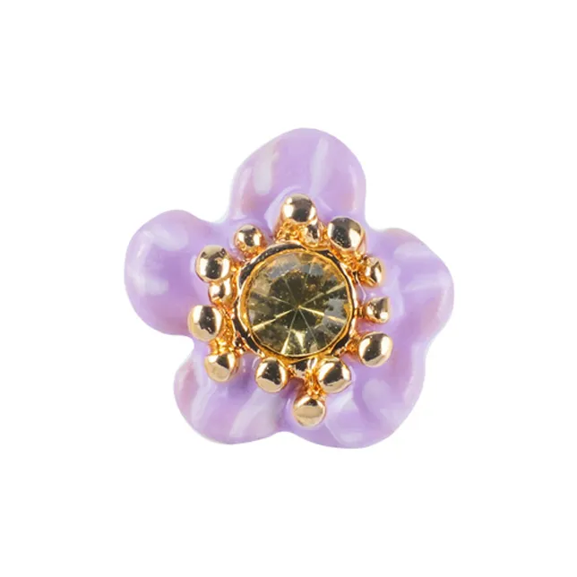 LES NEREIDES Gold plated Brass Stud Earrings Women's Purple-1