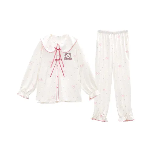 GUKOO Pajama Set Women's Pink White