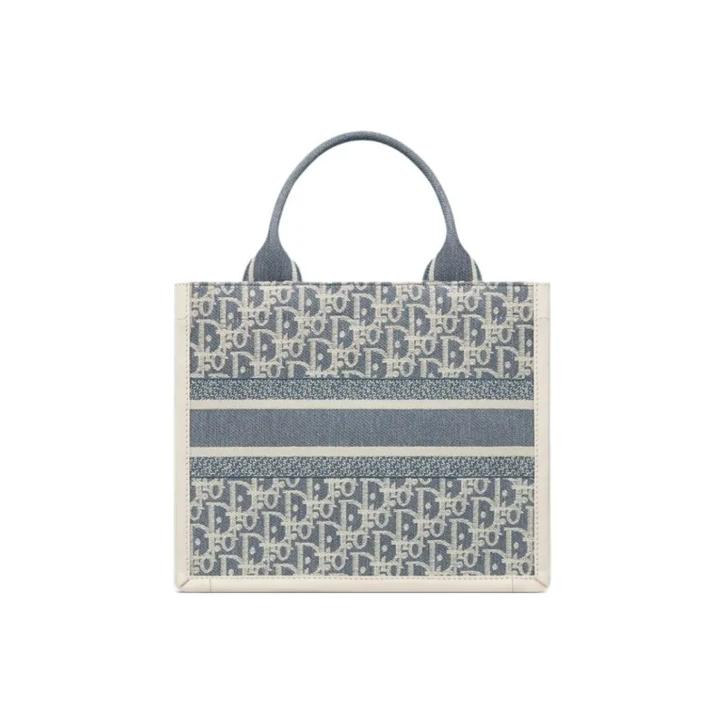 DIOR Cotton Tote Bag, Shopping Bag, Handbag Trumpets Unisex Blue-3