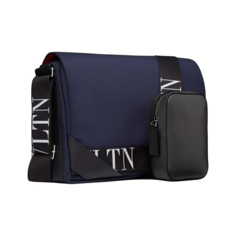 Valentino Nylon Crossbody Bag Shoulder Bag Large Size Men's Blue-1