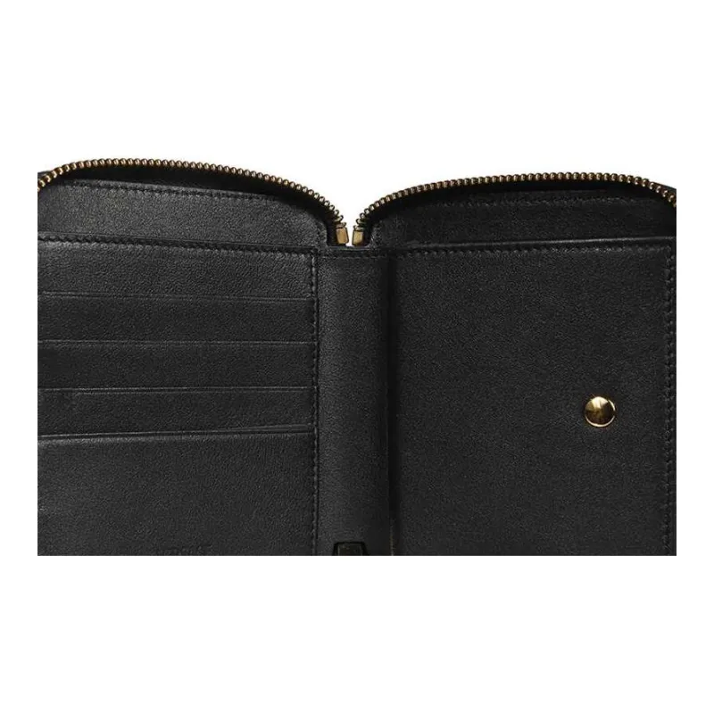 VERSACE VERSACE Calfskin Card Holder Wallet Men's Black-4