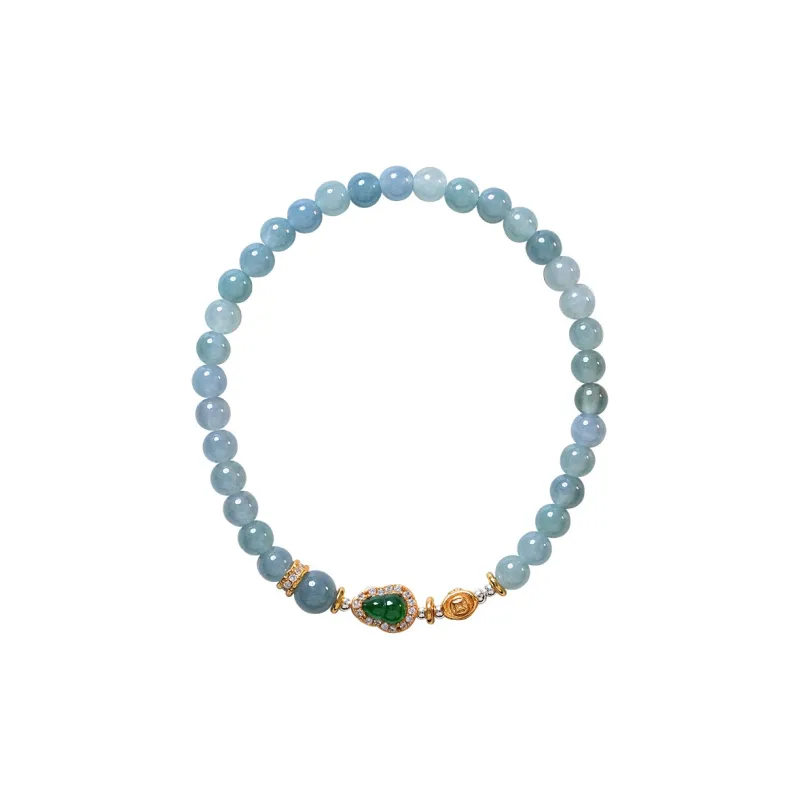 Amy's Garden Glutinous Jade Blue Water Jadeite Bracelet Women's-0