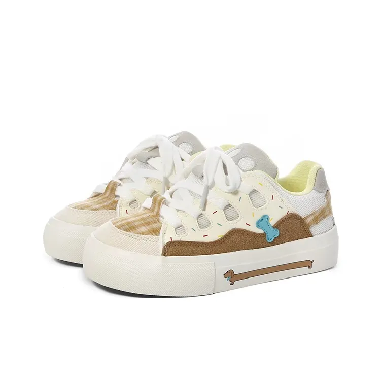 WJA Skateboard Shoes Women's Low Top Yellow-0