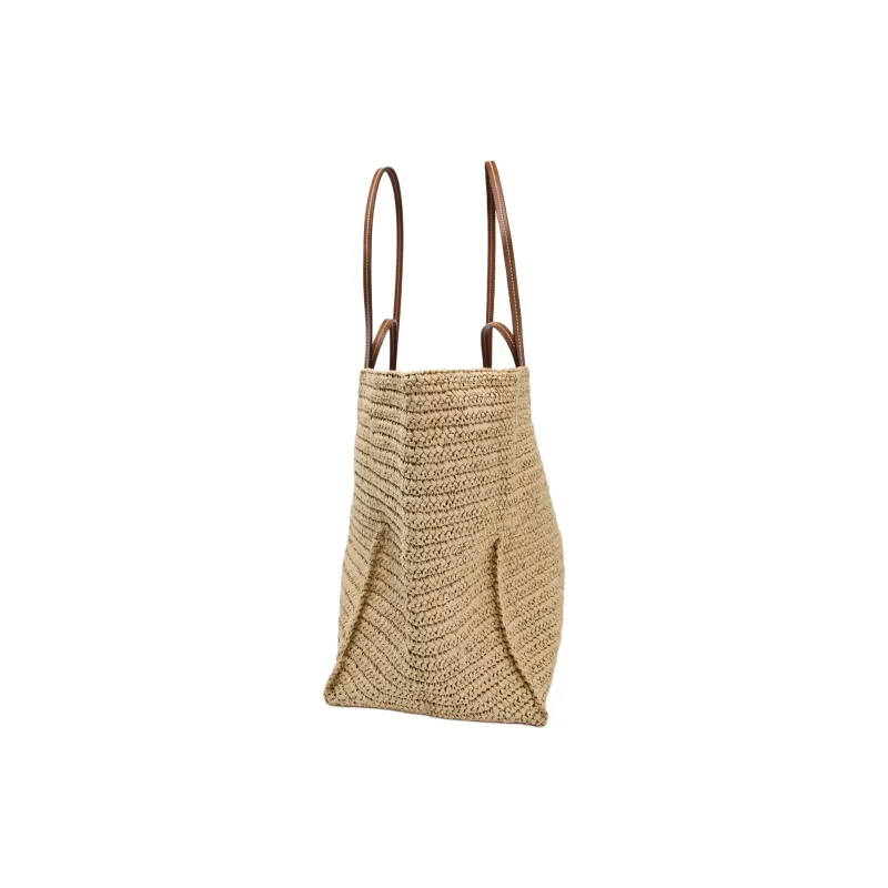 ZARA Cellulose Material Tote Bag, Shopping Bag, Shoulder Bag, Handbag Large Size Women's Light Beige-2