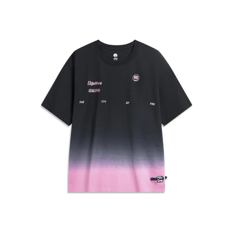 LiNing Badfive T-Shirt Unisex Black Fairy Pink-0