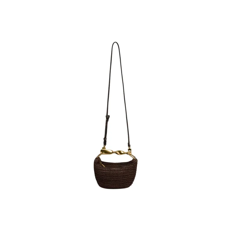 ZARA Cellulose Material Shoulder Bag, Crossbody Bag, Handbag Mini Women's Chocolate-1