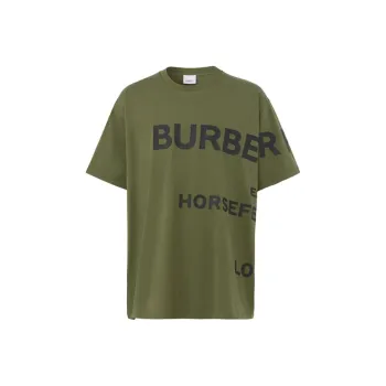 Burberry Horseferry Print Cotton Oversized T shirt Olive/Black