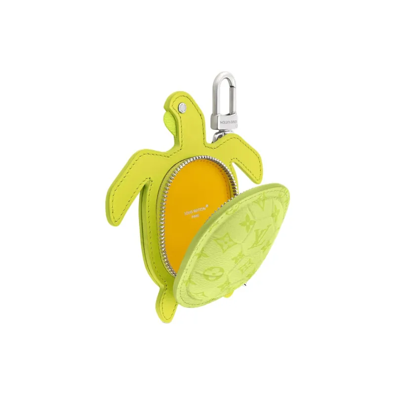 LOUIS VUITTON Turtle Leather Paneled Canvas Bag Charm Bag Merch Men's Lemon-2