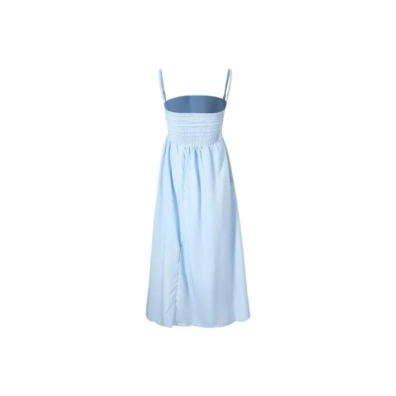 TIBINB Slip Dresses Women's Blue-1