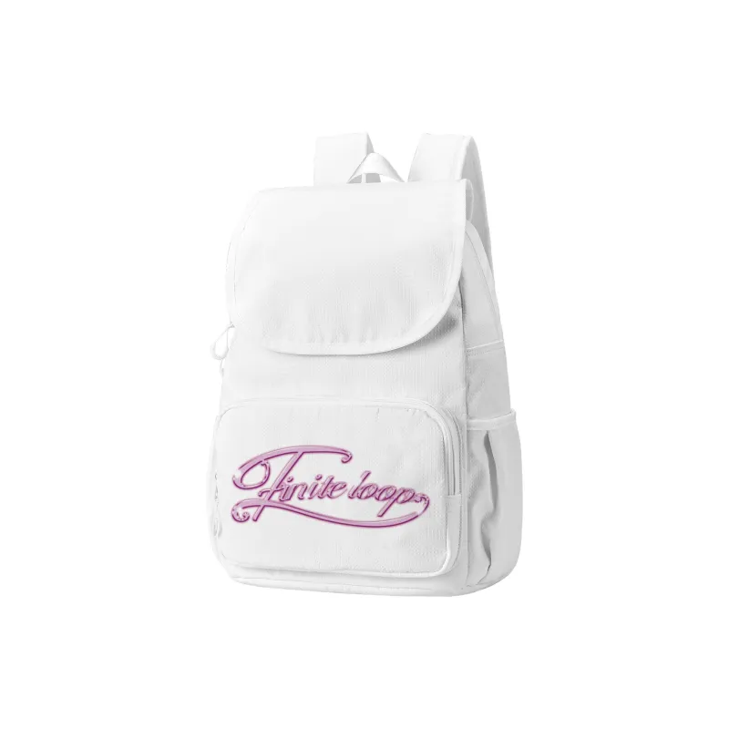 FINITE LOOP Recycled Material Student Backpack Unisex White-6