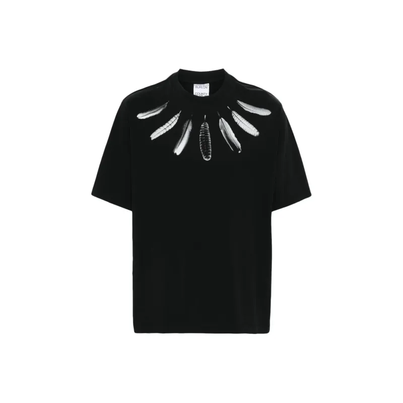 Marcelo Burlon Collar Feathers Cotton T-shirt-0