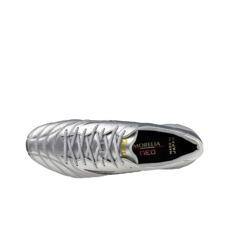 Mizuno Morelia Neo 4 Anti Slip Wear Resistant Soccer Shoes Unisex Silver-2