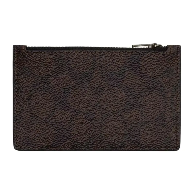COACH Coated Canvas Card Holder Mini Men's Walnut Wood & Chalk-0