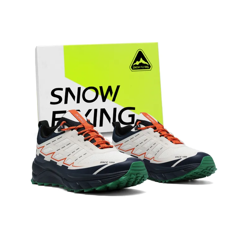 SNOW FLYING Low Top Mountaineering Hiking Shoes Unisex Blue Beige White-0