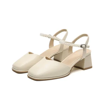JOSINY Chunky Heel High Heels Women's Ecru