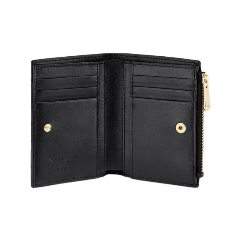 DIOR Lady Dior Sheepskin Wallet Women's Black-4