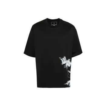 Y 3 Floral Printed Crewneck T Shirt
