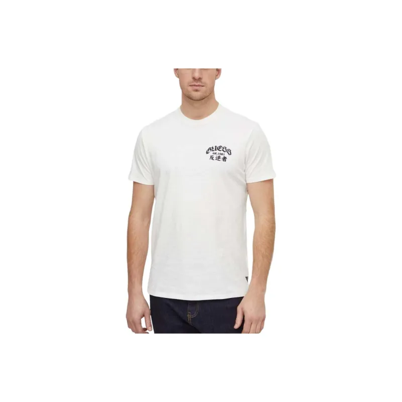 GUESS Washed Print Tee T-Shirt Men's White-0