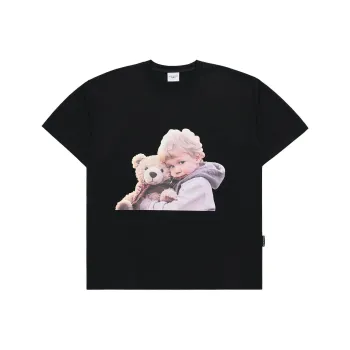 Acme De La Vie/ADLV Baby Face Bear Doll Hug Short Sleeve T Shirt Black T Shirt Unisex Black
