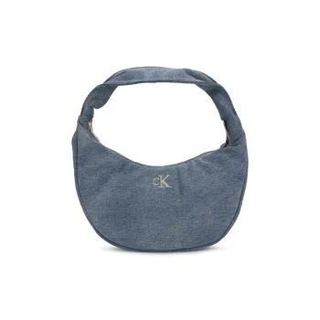 CALVIN KLEIN Fabric Shoulder Bag Medium Size Women's Denim Light Blue