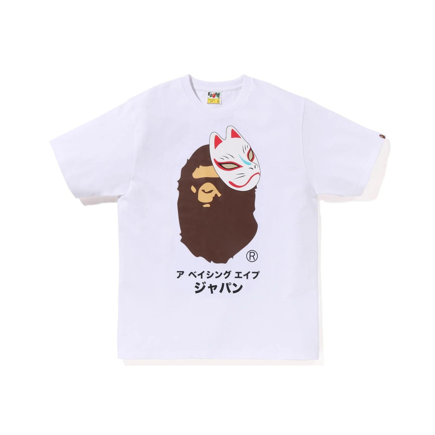 A BATHING APE Japanese Fox Mask Tee White L - POIZON