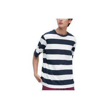 UNIQLO Drop Shoulder Sleeve T Shirt Unisex Navy Blue