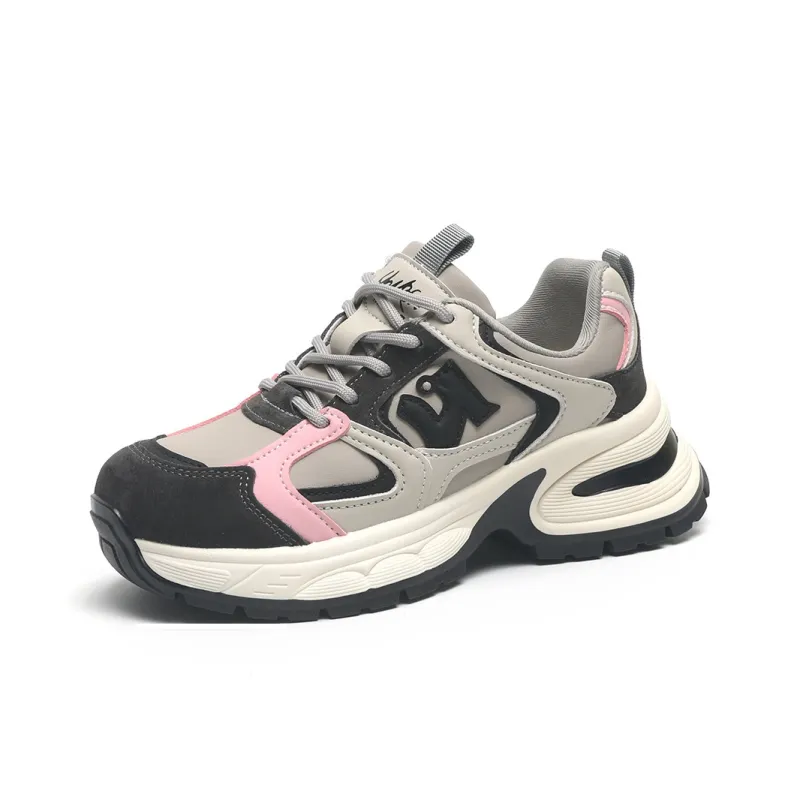 O.L Anti Slip Wear Resistant Breathable Height Increasing Low Top Chunky Sneakers Women's-0