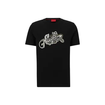 HUGO BOSS Pattern Letter Print Crew Neck Short-Sleeved T-Shirt Men's Black