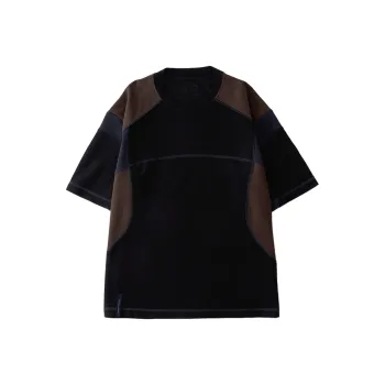 DECESOLO T Shirts Unisex Black Patchwork