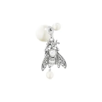 DIOR Resin Silver Earrings Unisex Silver