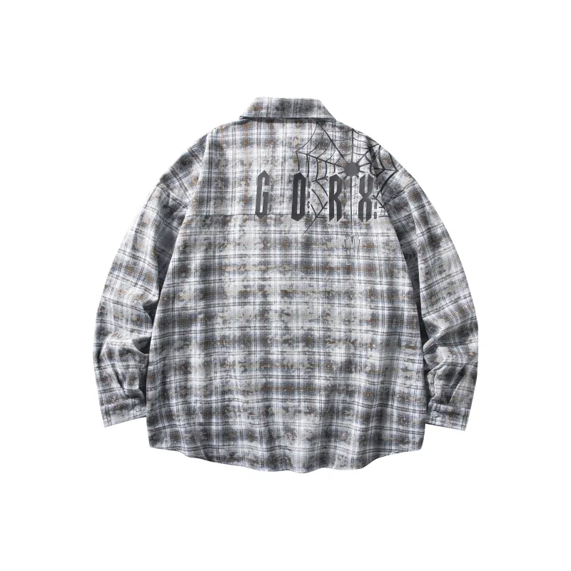 GDRX Shirt Unisex Gray Plaid Tie Dye-1