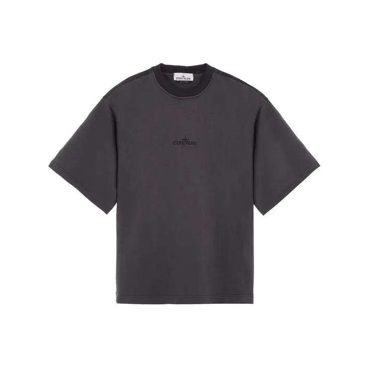 STONE ISLAND Mixed Fabric HYPE TC Series SS23 Cleanfit T Shirt Men's Charcoal Gray-0
