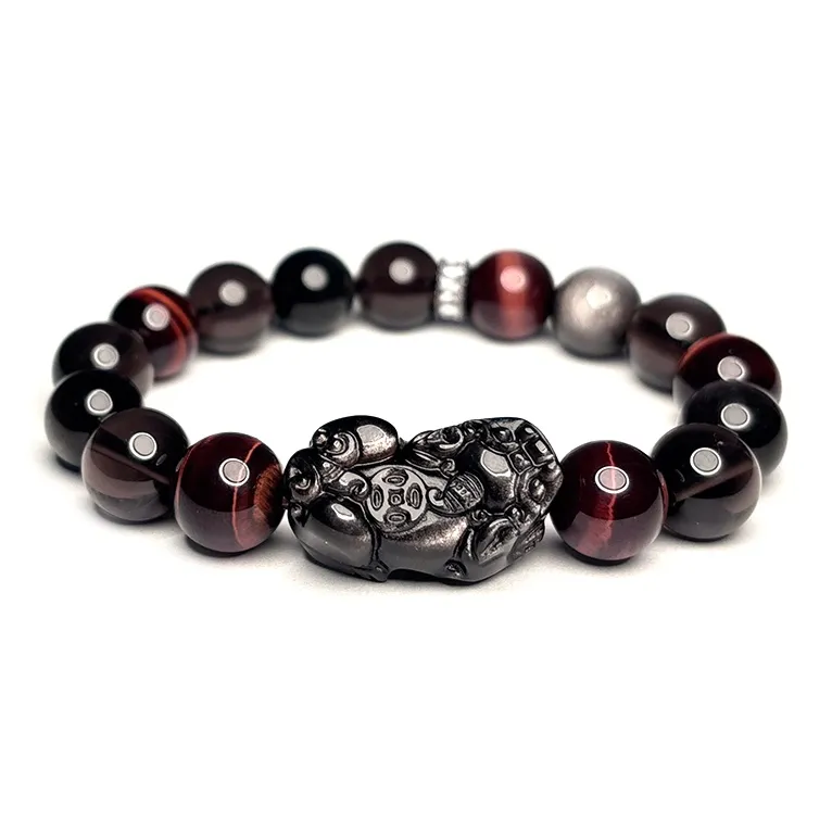 MOUNTAINS AND MANS Obsidian New Chinese Style Luxury Good Luck Beaded Bracelet Men's-0