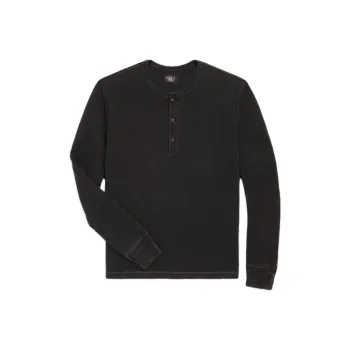 DOUBLE RL FW23 Indigo Jersey Henley Shirt T Shirt Men's Indigo
