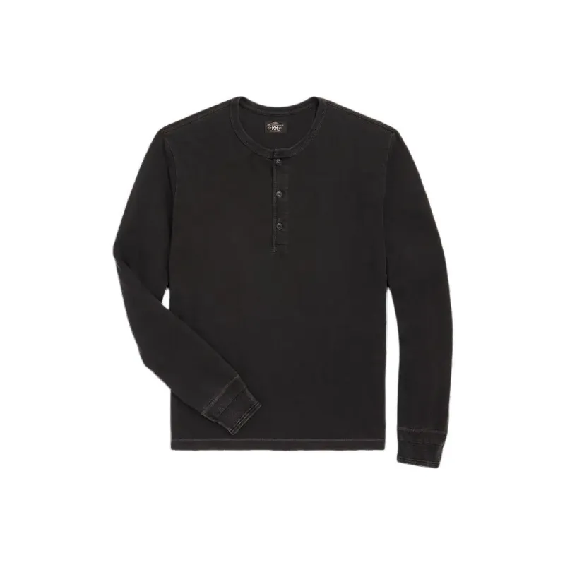 DOUBLE RL FW23 Indigo Jersey Henley Shirt T Shirt Men's Indigo-0