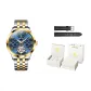 Steel Band Blue Dial Men's[Luxury Box+Leather Strap]