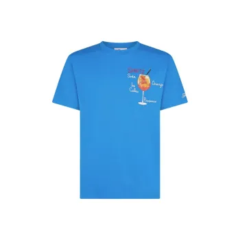 MC2 SAINT BARTHELEMY Cotton T-Shirt With Spritz Print T-Shirt Men's Blue