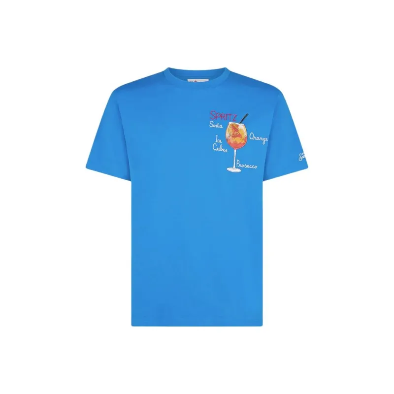 MC2 SAINT BARTHELEMY Cotton T-Shirt With Spritz Print T-Shirt Men's Blue-0