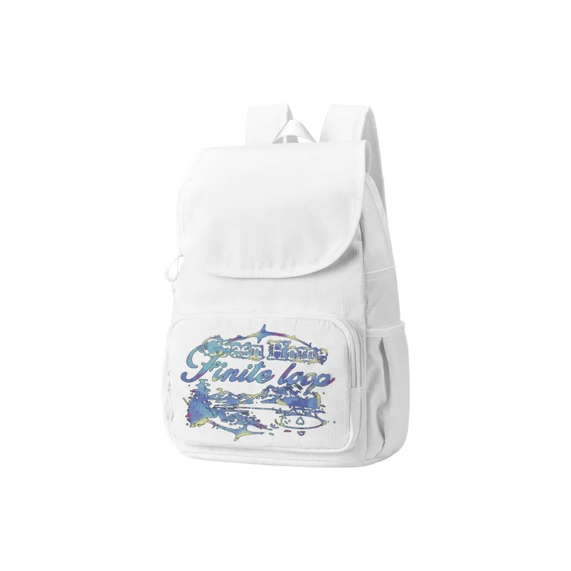 FINITE LOOP Recycled Material Student Backpack Unisex White-12
