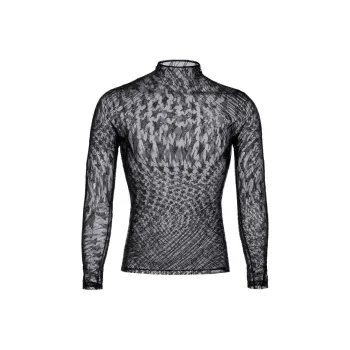 Mugler H&M Rhinestone Embellished Mesh Shirt Mens