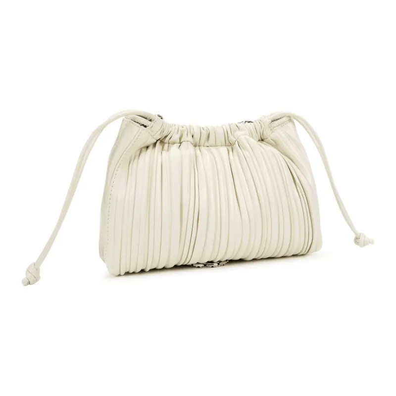 CALVIN KLEIN Synthetic Leather Cloud Bag, One Shoulder Handbag, Crossbody Bag Medium Size Women's Lily White-2