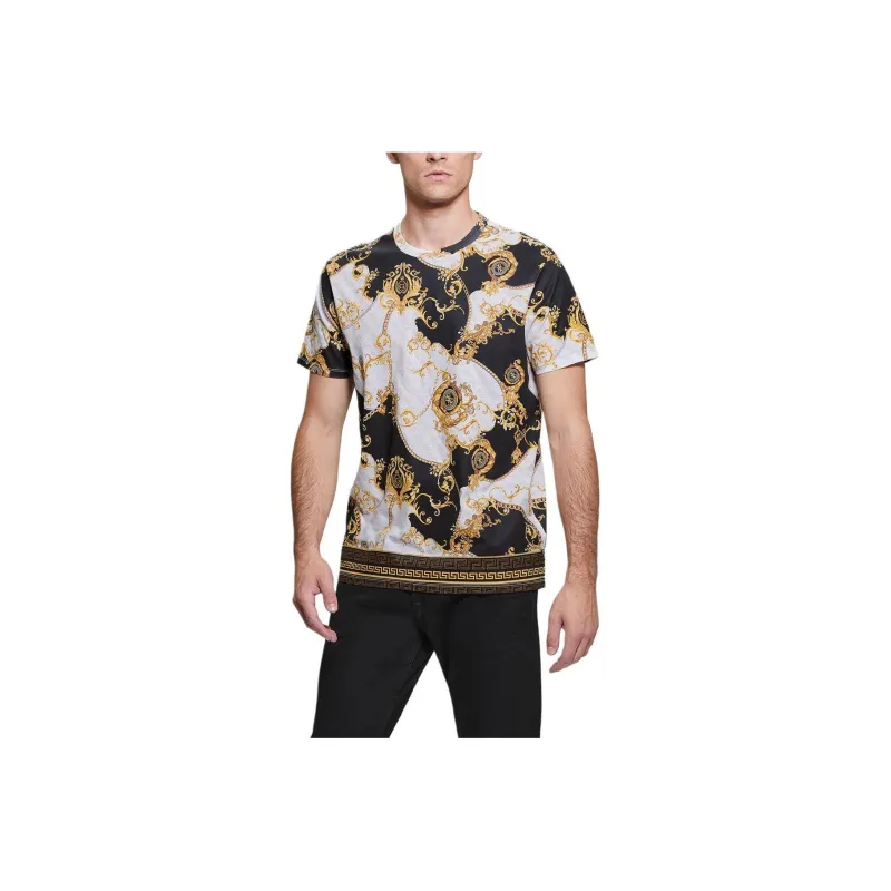 GUESS Eco Quattro G Gold Chain Tee T-Shirt Men's Black-0