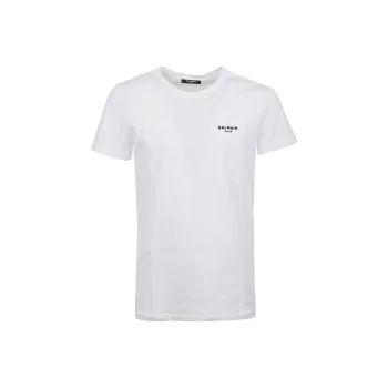BALMAIN Flocked Logo Crewneck T Shirt
